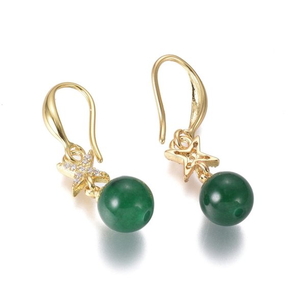 Natural Jade earrings with tiny CZ accent Christmas colors 2/$25 - Picture 3 of 6